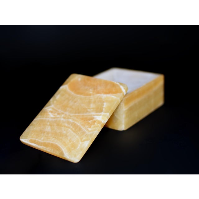 Yellow Hand Crafted Honey Onyx Box by Italian Artisan For Sale - Image 8 of 16