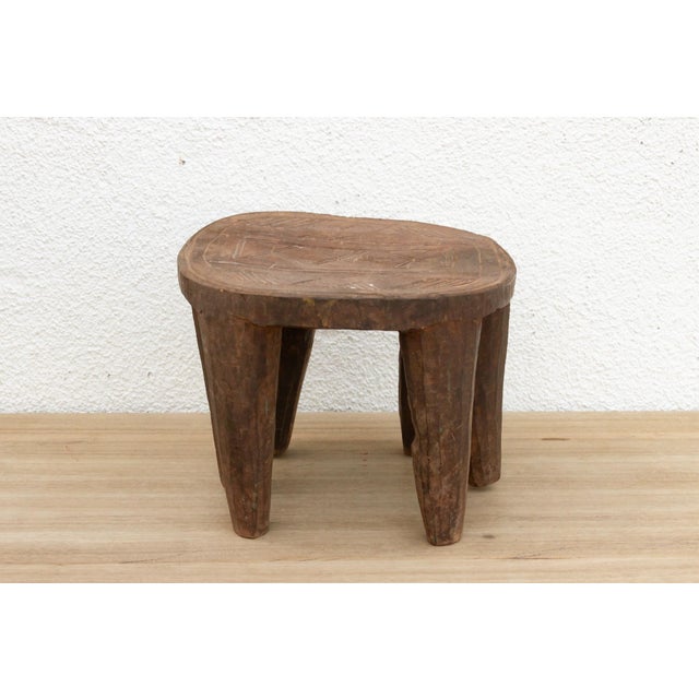 1950s Rugged Brown Vintage Nupe Stool For Sale - Image 5 of 10