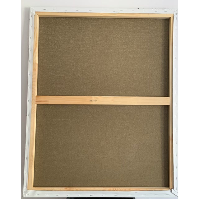 Contemporary Large Abstract Painting on Canvas | Minimalist Pastel Wall Art in Green and Blue | Modern Interior Artwork For Sale - Image 3 of 6