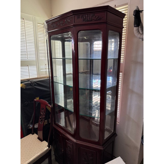 Vintage Grand-Scale Rosewood Hexagonal Curio Cabinet For Sale - Image 4 of 11