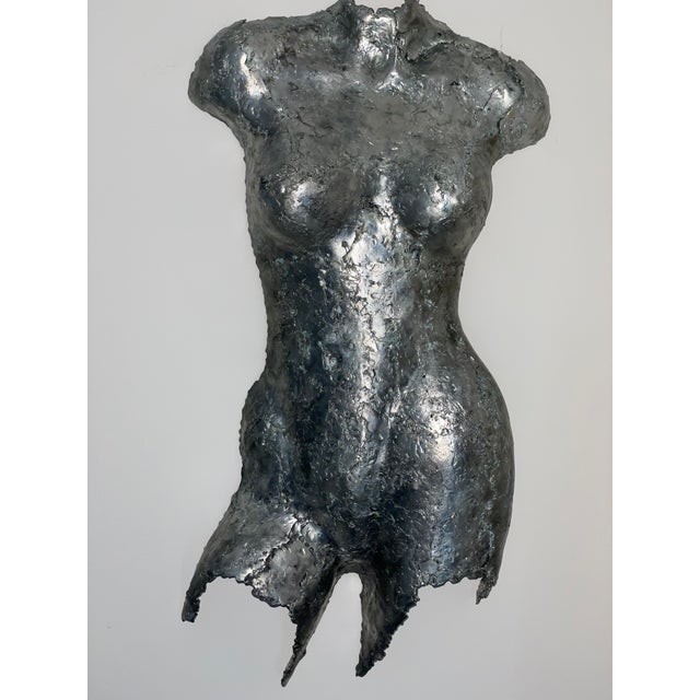 Vintage Pewter Female Torso Wall Sculpture by Rock Richardson Large Silver Figural Nude Art For Sale In Chicago - Image 6 of 9