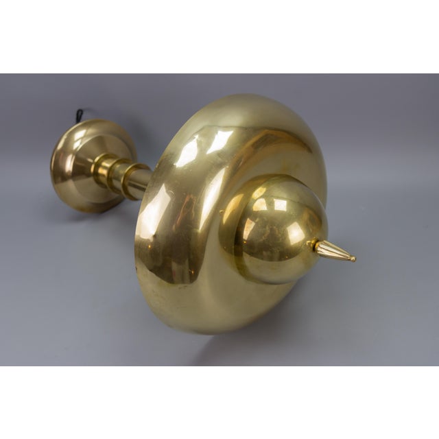 Metal Art Deco Brass Inverted Dome Six-Light Pendant Lamp, Germany, 1930s For Sale - Image 7 of 18