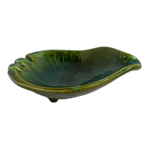 Vintage Green Drip Glaze Ceramic Ashtray