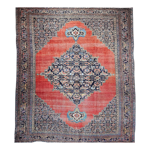 19th Century Oversized Persian Bidjar Rug, Handwoven Wool, Geometric Pattern