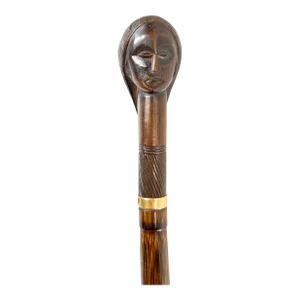 Early 20th Century African or Folk Art Carved Cane Walking Stick, Possibly Baule