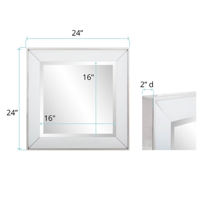 White Square Devon Mirror in White For Sale - Image 8 of 9