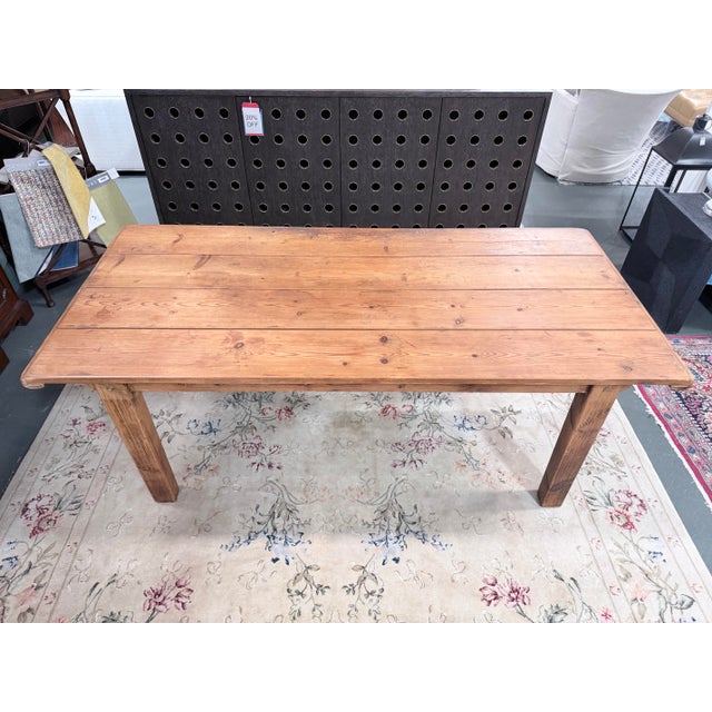 Antique Primitive Pine Farmhouse Harvest Dining Table For Sale - Image 4 of 8