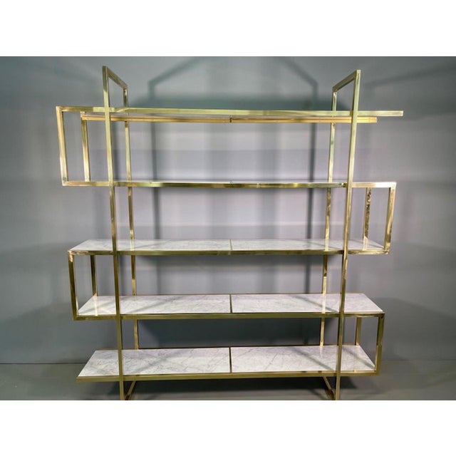 Mid-Century Modern Mid-Century Brass Marble Bookcase, 1960s For Sale - Image 3 of 15
