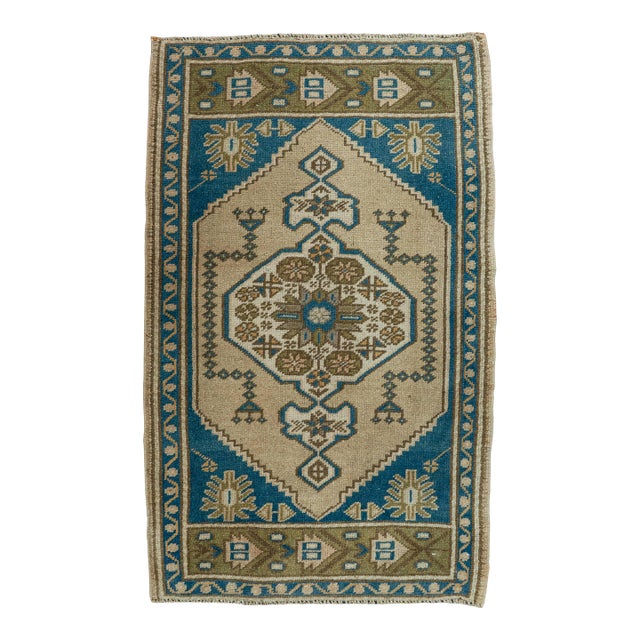 Turkish Mini Rug Oriental Hand Knotted Vintage Rug 2' x 3'3" #20768 For Sale