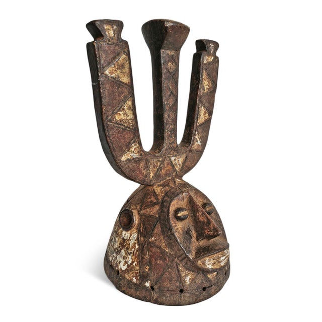This striking old Burkina Faso helmet mask is a finely hand-carved ceremonial example from the Voltaic region of West...