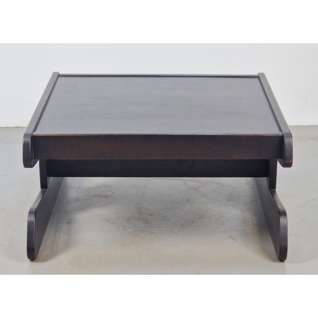 Vintage Wenge Coffee Table Brutalist Postmodern '70s Wood modern Architectural coffee table in Wengé, 1970s Material:...