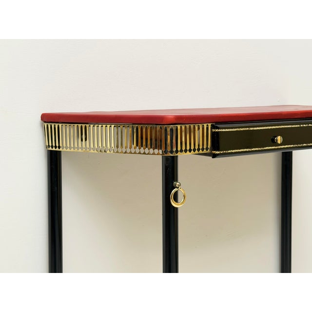 1950s Vintage Console Table in the style of Jacques Adnet, 1950s For Sale - Image 5 of 6