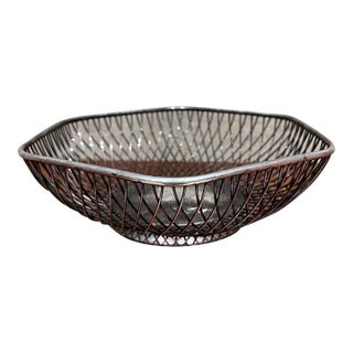 Gorham Hexagon Silver Plate Wire Basket, Mid-Century Modern, Usa, 1960s For Sale