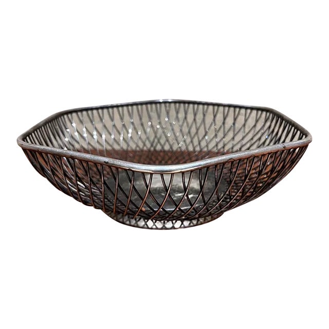 Gorham Hexagon Silver Plate Wire Basket, Mid-Century Modern, Usa, 1960s For Sale