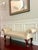 Vintage Carved Wood Damask Upholstered Settee / Bench – 62” For Sale - Image 4 of 9