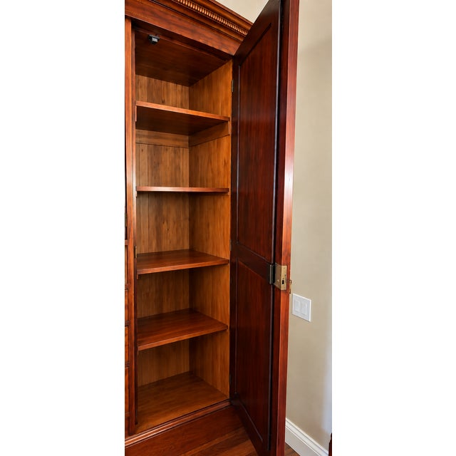 Wood Antique English Edwardian Inlaid Mahogany Triple With Oval Mirrors Armoire For Sale - Image 7 of 7
