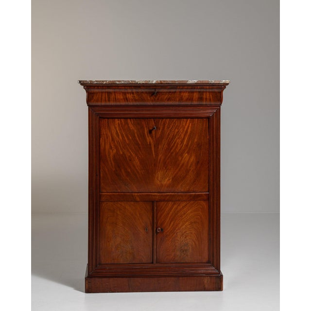 19th Century France Rich Mahogany Mahogany Secretaire Abattant For Sale - Image 4 of 10