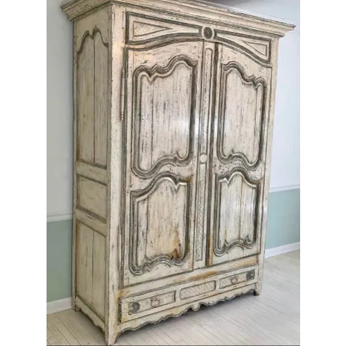 Monumental Late 18th Century French Provincial Painted Louis XV Armoire, circa 1770–1800 An impressive&nbsp;late 18th-...