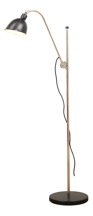 Type K Floor Lamp in Black Cast Metal Base and Lacquered Sheet Metal Shade with Rotary Switch by Christian Dell for Belmag, 1932