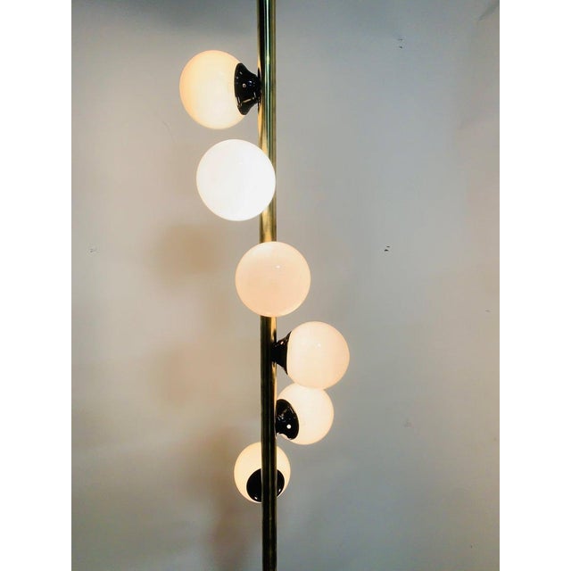 Metal Vintage Floor Lamp with 6 Opaline Spheres, Italy, 1960s For Sale - Image 7 of 7
