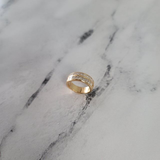 2020s Double Row Princess Diamond Wedding Band 1.30cttw, Size 5.75 For Sale - Image 5 of 5