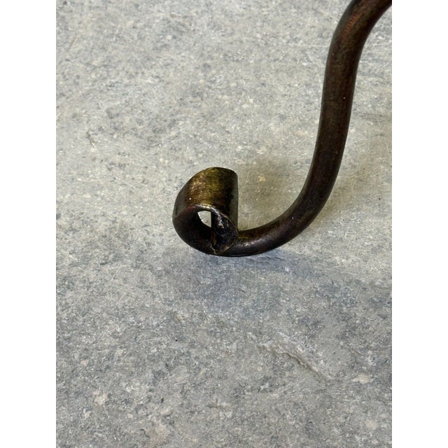 Ornate Gilt Iron Side Table With Hammered Top & Scrolled Legs For Sale - Image 9 of 12