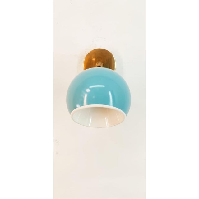 Adjustable Sconce with Blue Metal Dome For Sale - Image 11 of 16