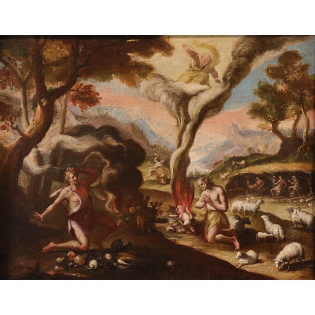 Maarten De Vos, Adam and Eve after the Fall / The Sacrifices of Cain and Abel, 17th Century, Oil Painting on Canvas, Framed, Set of 2 For Sale - Image 13 of 15