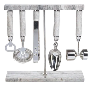 Marbella 5-Piece Bar Tool Set, Marble