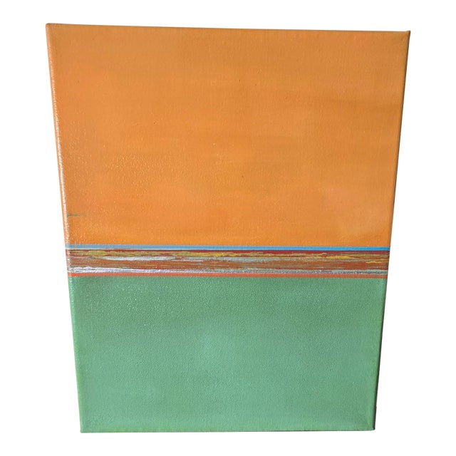 Orange & Green Abstract Expressionism Acrylic Painting For Sale