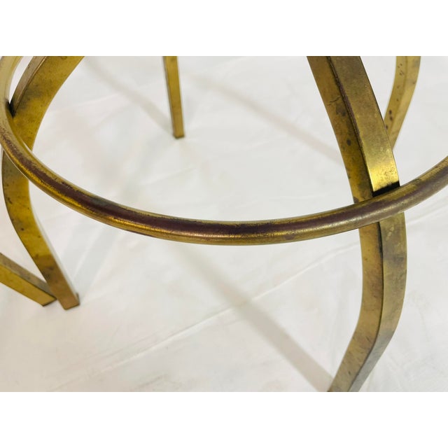 Set of 3 Attributed to Charles Hollis Jones “Sinatra” Solid Brass Swivel Bar Stools, Usa 1960's For Sale - Image 15 of 18