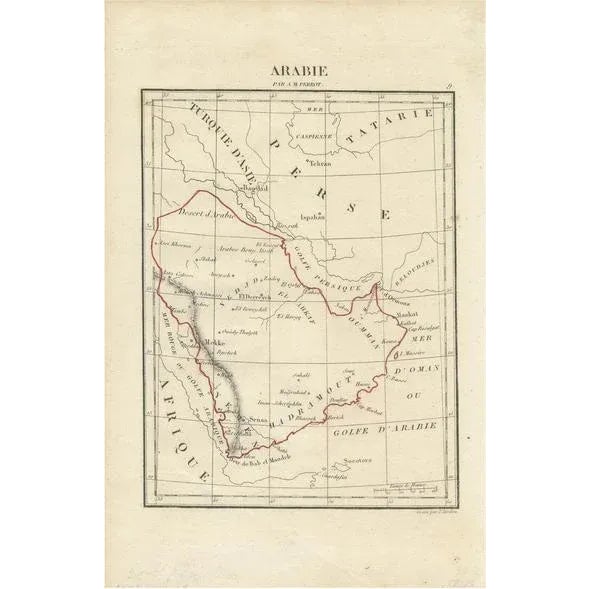 Mid 19th Century Antique Map of Arabia by Tardieu, 1843 For Sale - Image 5 of 5