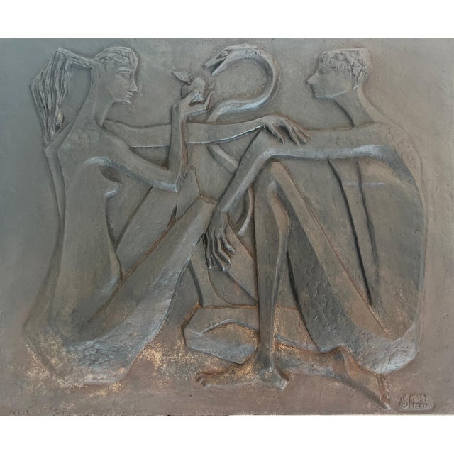 Modernist fireback depicting Adam and Eve, the apple and the serpent For Sale - Image 12 of 12