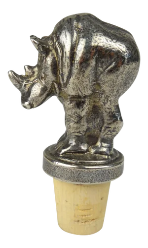 South African Silverplate Rhinoceros Bottle Stopper