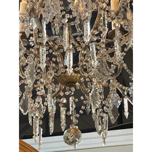 Traditional Vintage Italian Beaded Crystal Chandelier With 6 Lights For Sale - Image 3 of 9