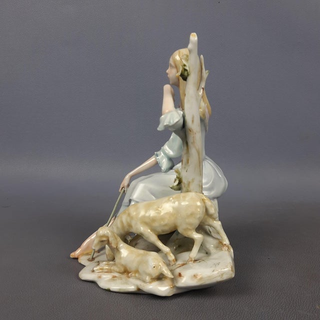 1950s Porcelain Sculpture of Shepherdess with Sheep from Creazioni Fabiola, 1950s For Sale - Image 5 of 17