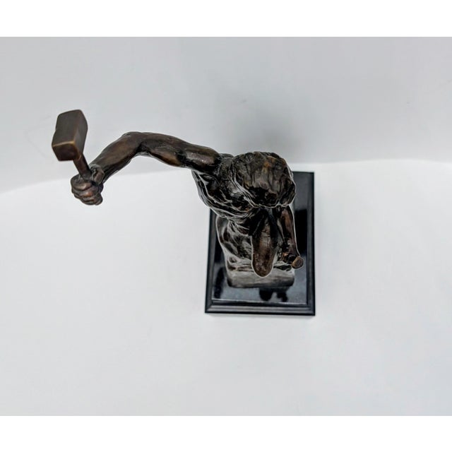 Bronze 1950s Bronze Sculpture 'Self Made Man" by Bobbie Carlyle on Marble Base For Sale - Image 8 of 11