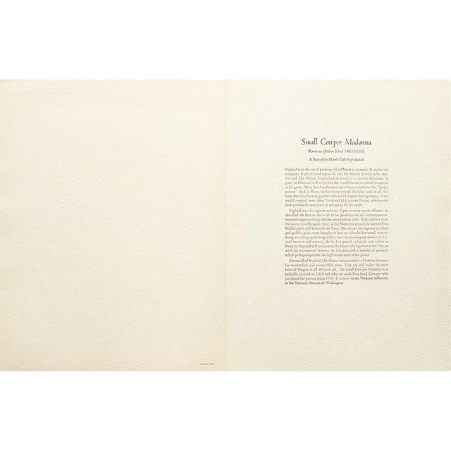 1950s After Raphael, "Small Cowper Madonna" Full-Color Vintage Print For Sale In Dallas - Image 6 of 10