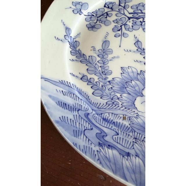 Late 19th Century Antique Japanese Blue and White Porcelain Oval Serving Platter, Meiji Period, Circa 1870s–1900s For Sale - Image 5 of 12