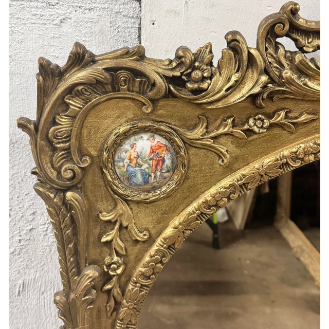 Giltwood Mirror With Porcelain Panel For Sale - Image 9 of 9
