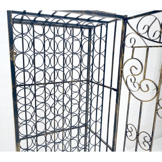 Very Large 96 Bottles Cage Shape Wine Rack Locker Wrought Iron For Sale - Image 12 of 15