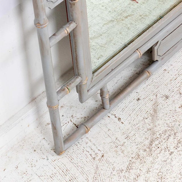 Painted Faux Bamboo Mirror For Sale - Image 4 of 7