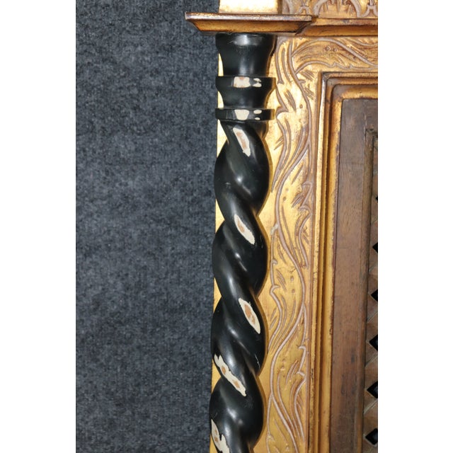 Gold Large English Gothic Continental Style Ebonized Gilded Mantle Buffet Mirror For Sale - Image 8 of 10