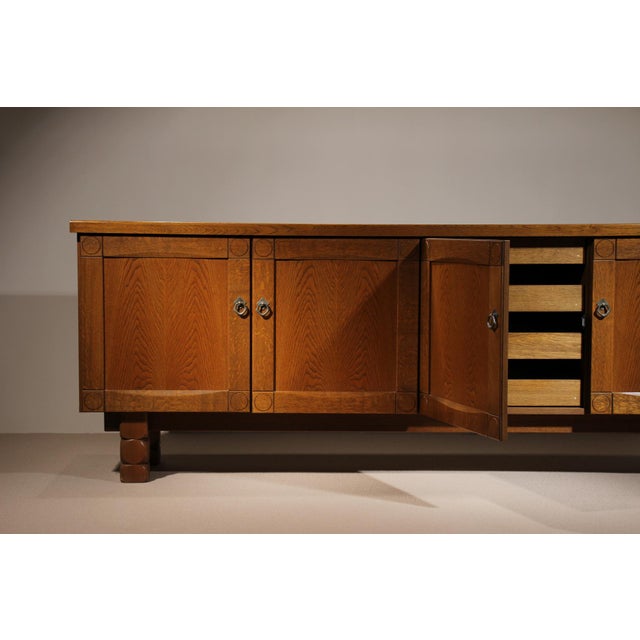 Brutalist Oak Sideboard, Belgium, 1970s For Sale - Image 12 of 18