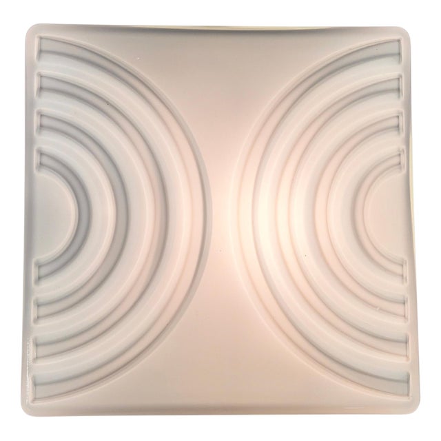 Mid-Century Milk Glass Flush Mount or Wall Light, Former Czechoslovakia, 1970s For Sale