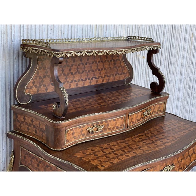 Wood 19th Century French Napoleon III Kingwood and Black Ebonized Writing Table 1850s For Sale - Image 7 of 13
