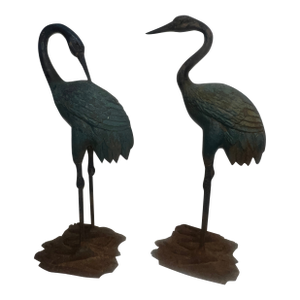 Pair of 20th Century Large Garden Heron Sculptures