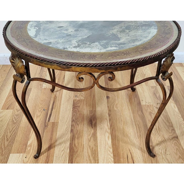 Vintage Italian Mid-Century Modern Gilt Metal & Mirror Round Coffee Table For Sale In New York - Image 6 of 10