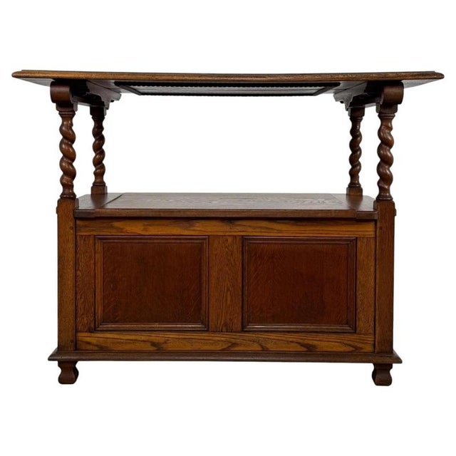 Antique English Golden Oak Monks Bench For Sale - Image 11 of 14