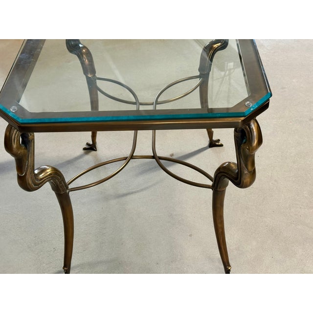 Vintage Solid Brass and Ogee Edge Thick Glass Table For Sale - Image 12 of 12